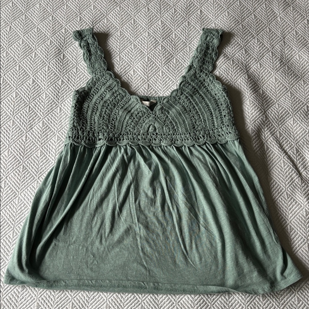 Lucky Brand Green Lace Tank Top